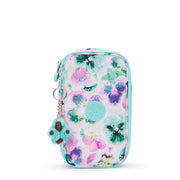 KIPLING-50 Pens-Medium pencase-Aqua Blossom-I3707-7EC