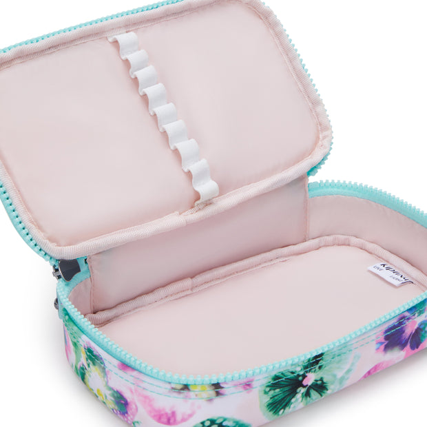 KIPLING-50 Pens-Medium pencase-Aqua Blossom-I3707-7EC