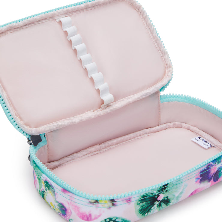 KIPLING-50 Pens-Medium pencase-Aqua Blossom-I3707-7EC