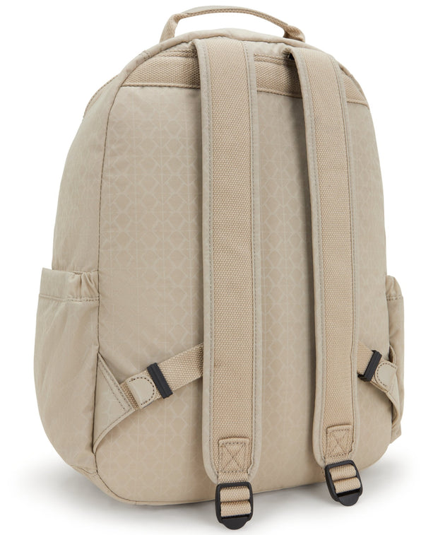 Kipling Seoul Signature Beige Embossed Large Backpack I4034-96A