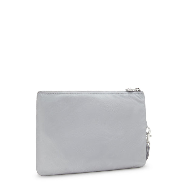 KIPLING-Fancy-Large Flat Pouch (with wristlet)-Silver Glam-I4806-K2E