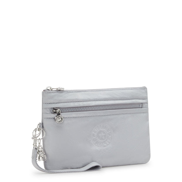 KIPLING-Fancy-Large Flat Pouch (with wristlet)-Silver Glam-I4806-K2E