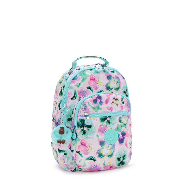 KIPLING-Seoul S-Small Backpack (With Laptop Protection)-Aqua Blossom-I5357-7EC