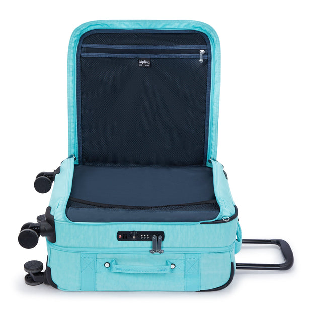 Kipling Small Cabin Size Wheeled Luggage Female Deepest Aqua Spontaneous S