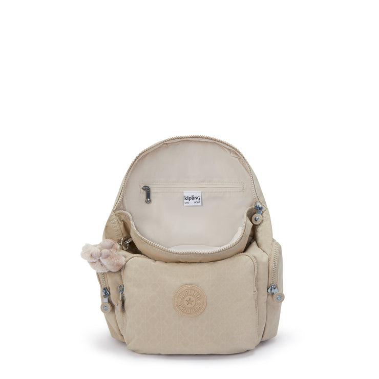 KIPLING Small backpack Female Signature Beige Embossed City Zip S I5634-96A