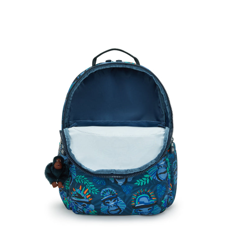 KIPLING Large backpack (with laptop compartment) Unisex Blue Monkey Fun Seoul Lap  -  I5816-8HJ