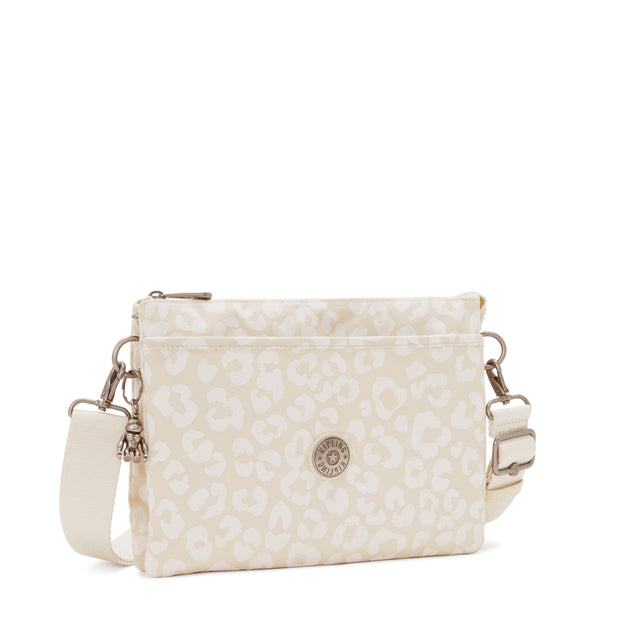 KIPLING-Riri L-Medium crossbody (with removable strap)-White Cheetah J-I5954-T8J