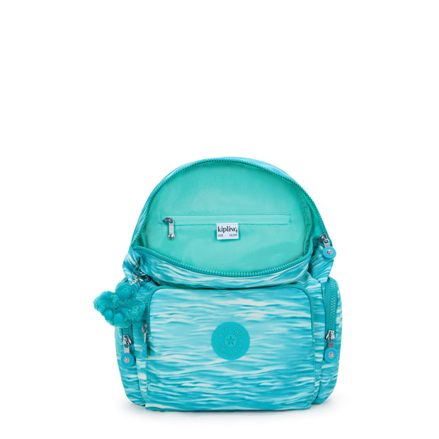 Kipling Small Backpack With Adjustable Straps Female Aqua Pool City Zip S