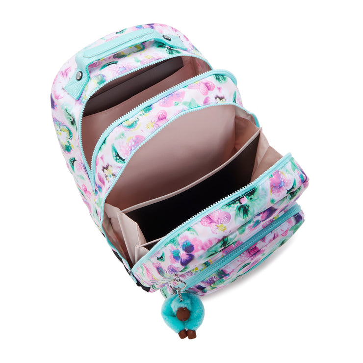 KIPLING-Class Room-Large backpack (with laptop protection)-Aqua Blossom-I7090-7EC