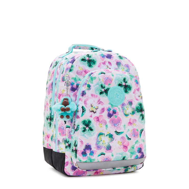 KIPLING-Class Room-Large backpack (with laptop protection)-Aqua Blossom-I7090-7EC