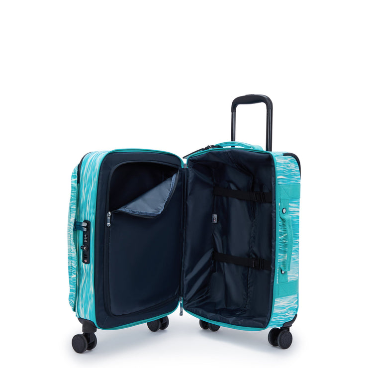 Kipling Small Cabin Size Wheeled Luggage Female Aqua Pool Spontaneous S