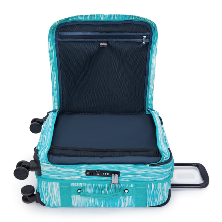 Kipling Small Cabin Size Wheeled Luggage Female Aqua Pool Spontaneous S