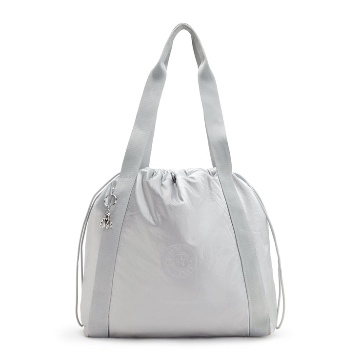 KIPLING-Elmar-Medium Drawstring Tote-Silver Glam-I7270-K2E