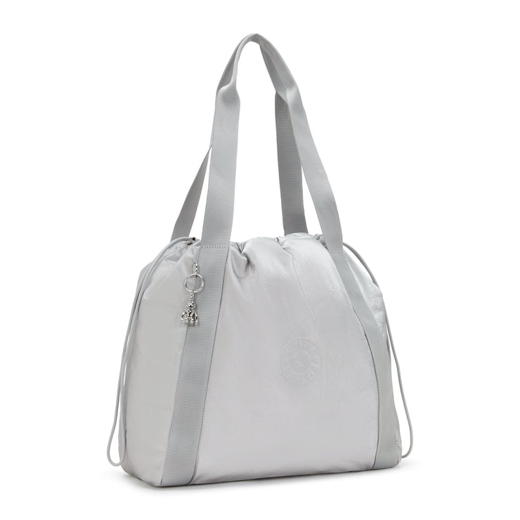 KIPLING-Elmar-Medium Drawstring Tote-Silver Glam-I7270-K2E