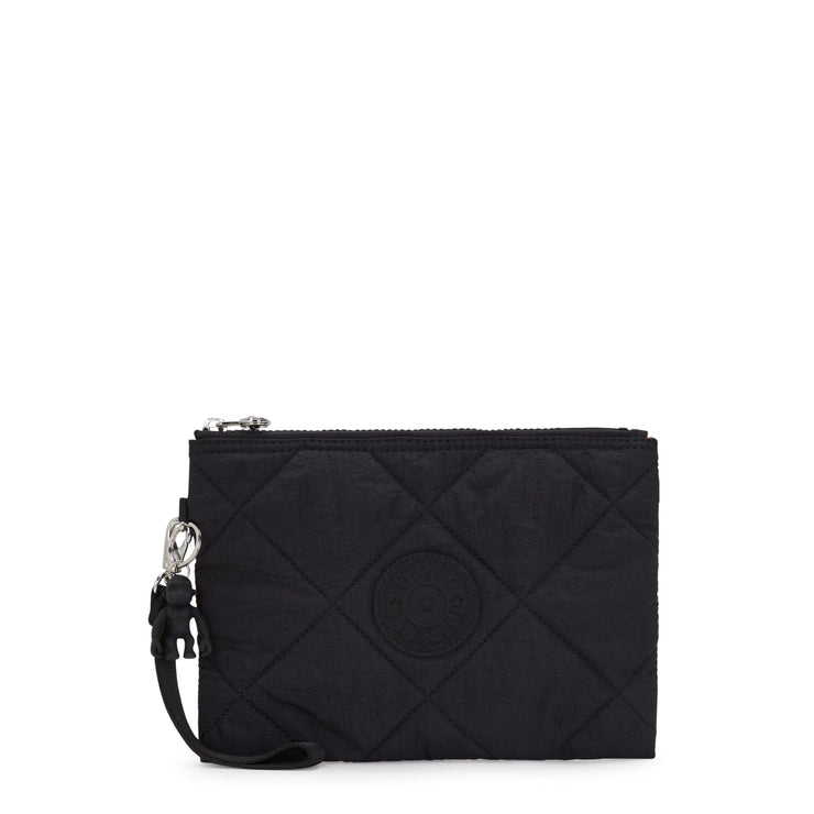 KIPLING-Fancy-Large Flat Pouch (With Wristlet)-Cosmic Black Quilt-I7668-95R