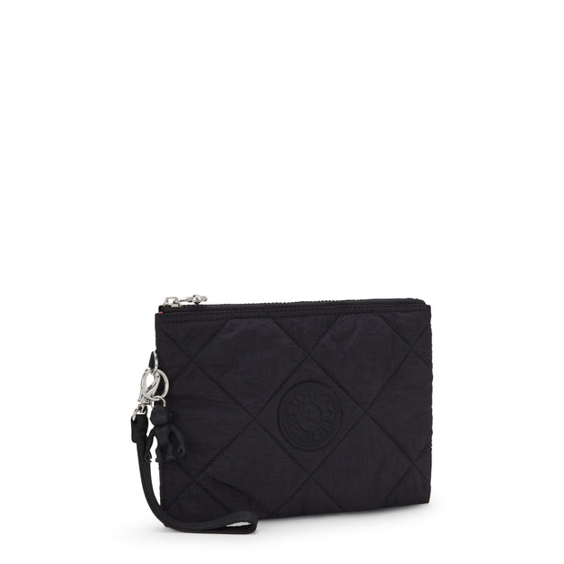 Kipling-Fancy-Large Flat Pouch (With Wristlet)-Cosmic Black Quilt-I7668-95R