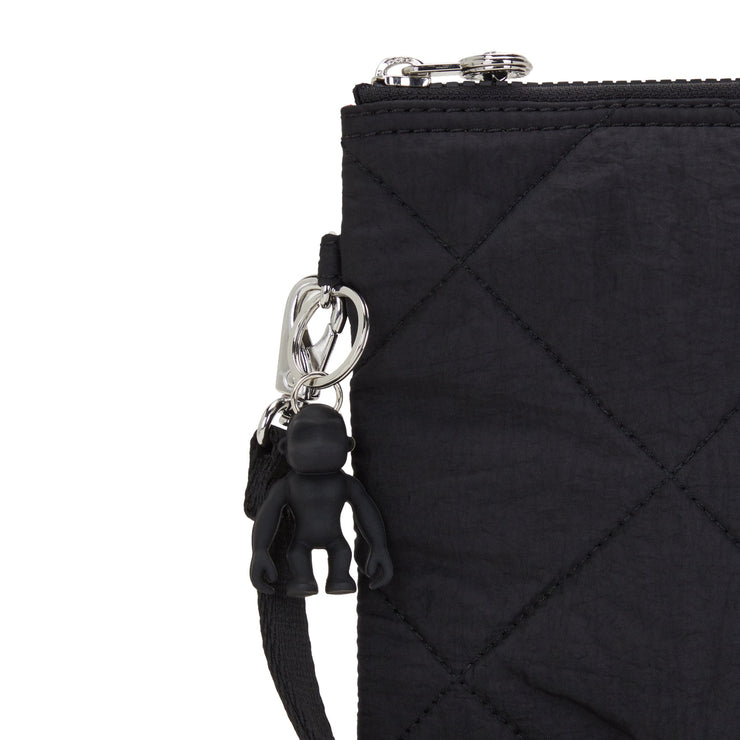 Kipling-Fancy-Large Flat Pouch (With Wristlet)-Cosmic Black Quilt-I7668-95R