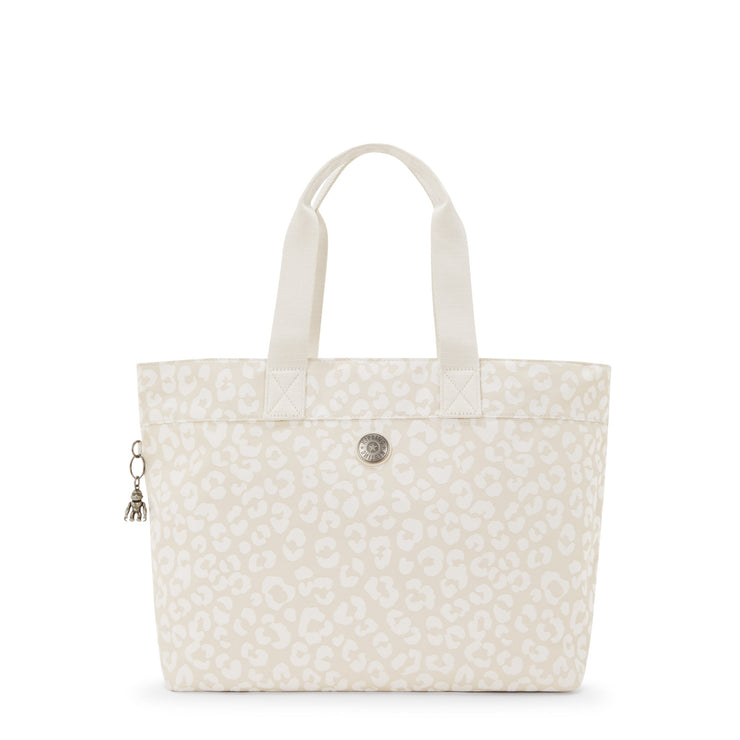 KIPLING-Colissa-Large Tote with Laptop Compartment-White Cheetah J-I7688-T8J