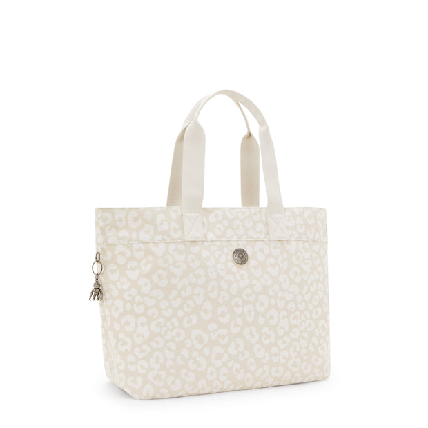 KIPLING-Colissa-Large Tote with Laptop Compartment-White Cheetah J-I7688-T8J