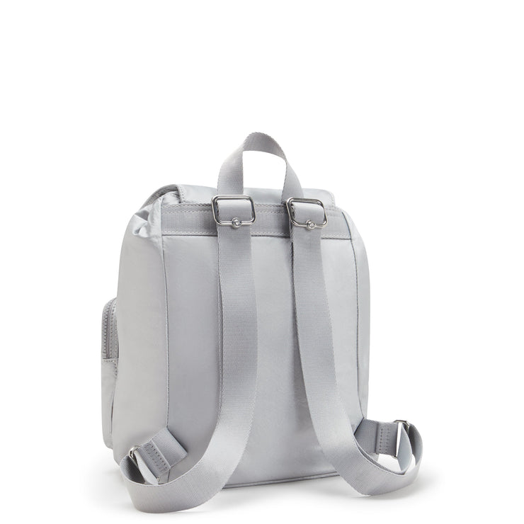 KIPLING-Anto S-Small Drawstring Backpack with Front Pockets-Silver Glam-I7751-K2E