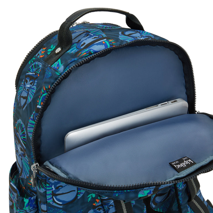 KIPLING Large Backpack with Separate Laptop Compartment Unisex Blue Mo Kipling Kuwait