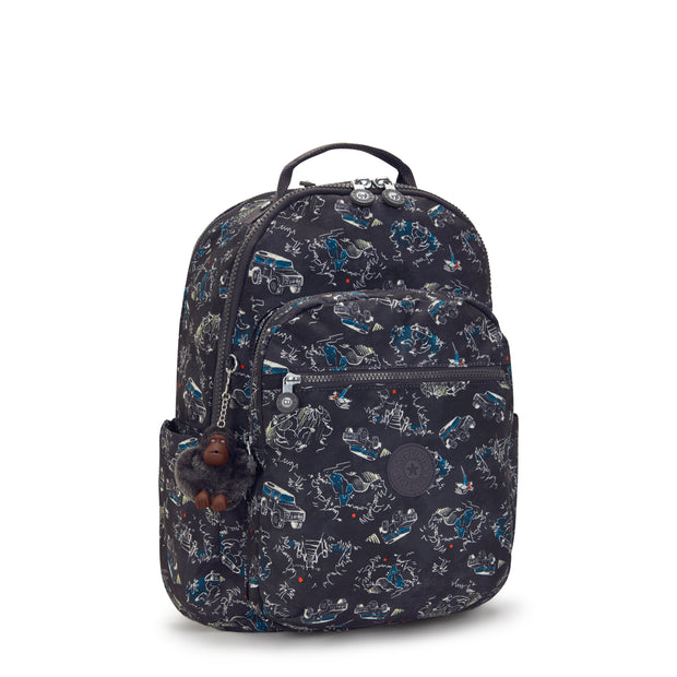 KIPLING Large Backpack with Separate Laptop Compartment Unisex Jungle Fun Race Seoul College  -  I7973-TJ3