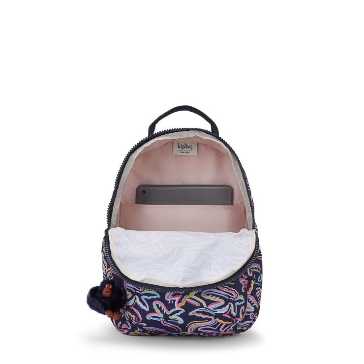 Kipling Small Backpack With Tablet Compartment Female Palm Fiesta Print Seoul S