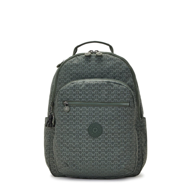 KIPLING-Seoul-Large Backpack-Sign Green Embosse-I4034-F6C