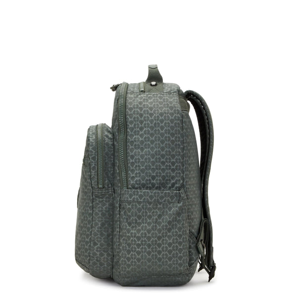 Kipling-Seoul-Large Backpack-Sign Green Embosse-I4034-F6C