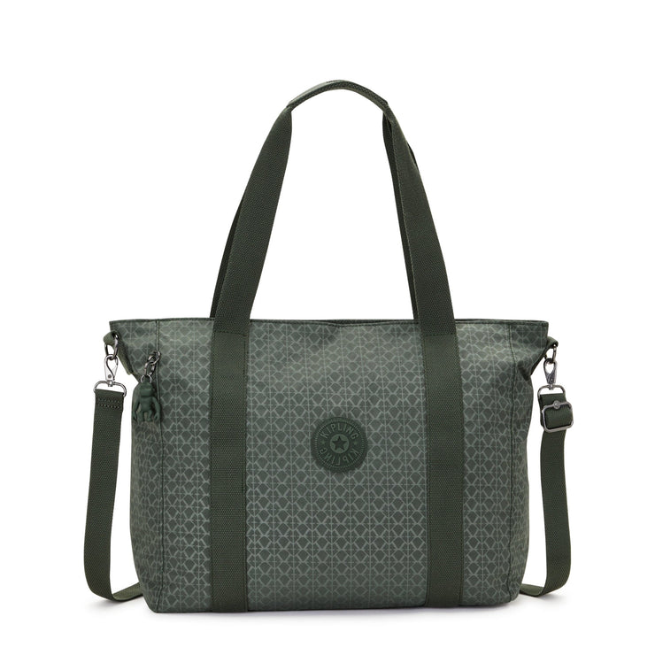 KIPLING-Asseni-Large Tote (With Removable Shoulderstrap)-Sign Green Embosse-I5651-F6C