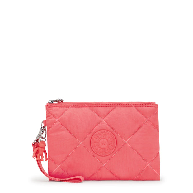 KIPLING-Fancy-Large Flat Pouch (With Wristlet)-Cosmic Pink Quilt-I7668-66U